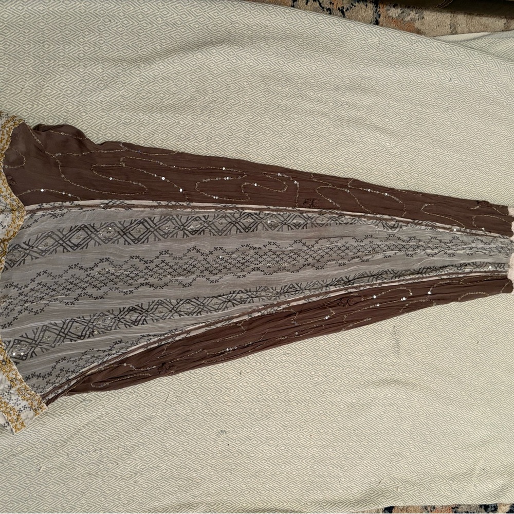 Letarte Cream and Brown Patterned Skirt